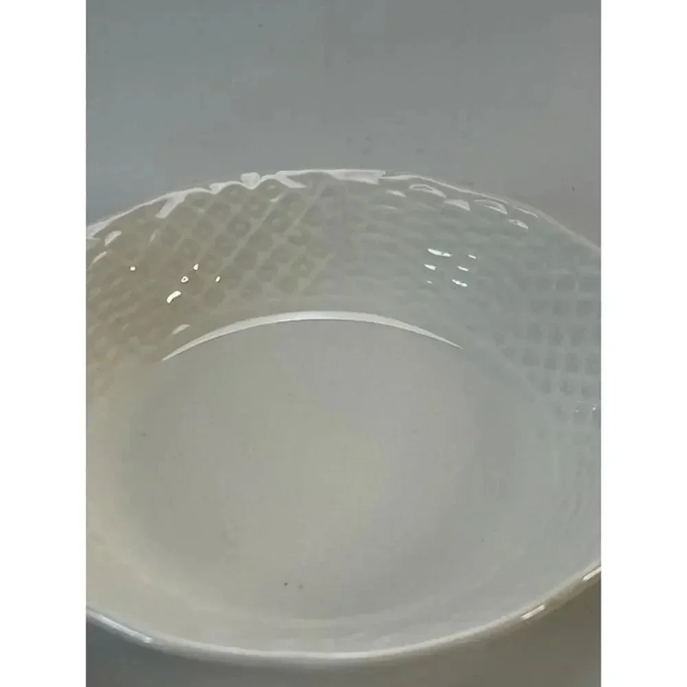 Burleigh Ironstone Staffordshire England White Basketweave Berry Bowls Set of 5